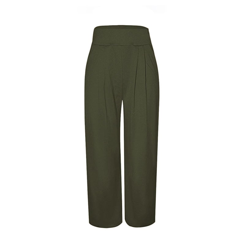 NRTHYE Womens Palazzo Long Pants High Waist Wide Leg Stretchy Loose Fit Casual Trousers with Pocket - Image 4